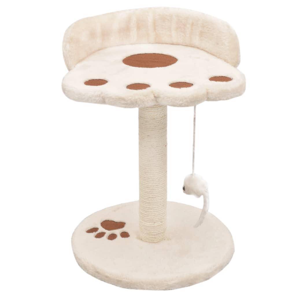 Helloshop26 - Arbre à chat griffoir grattoir niche jouet animaux peluché en sisal 40 cm beige et marron - Image 1