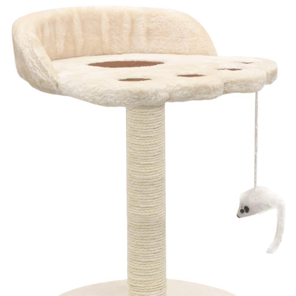 Helloshop26 - Arbre à chat griffoir grattoir niche jouet animaux peluché en sisal 40 cm beige et marron - Image 2