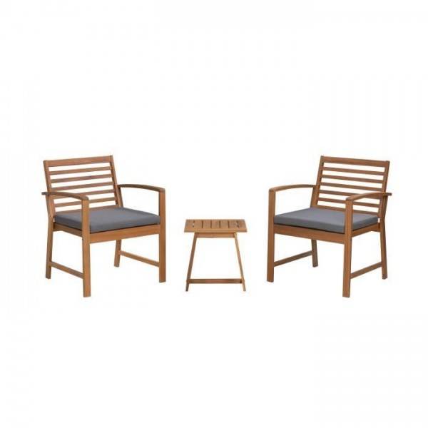Salon de jardin en bois d'Acacia FSC avec coussins - 2 personnes - Cali - Gris - Image 1