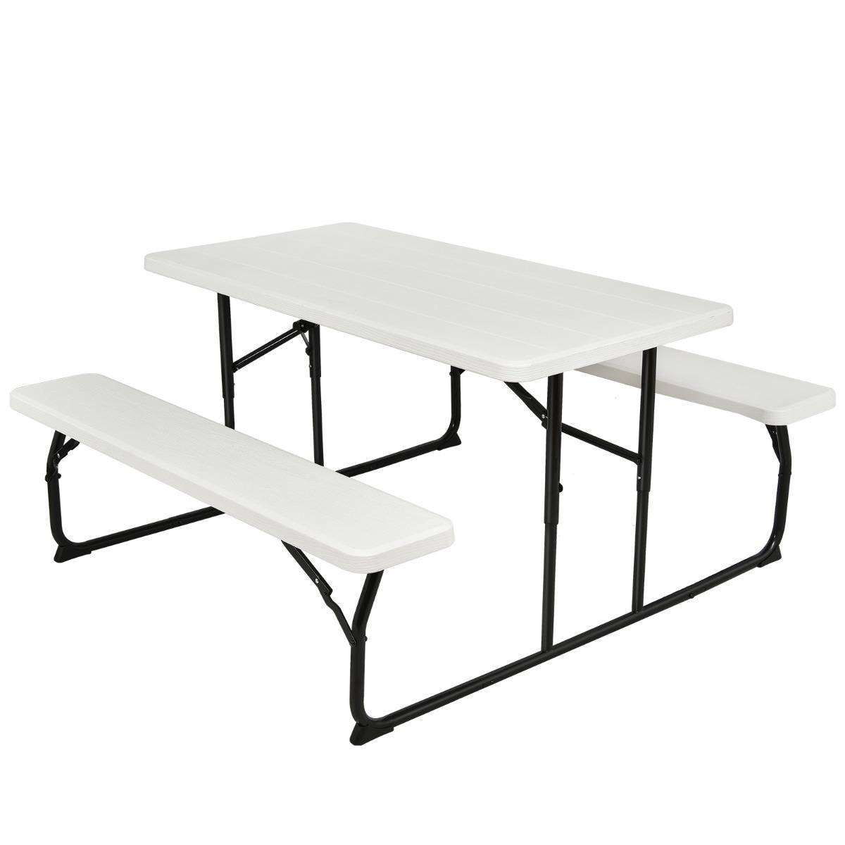 Table de Jardin avec 2 Bancs Pliable Table de Pique-Nique Camping pour 4 à 6 Personnes Blanc - Image 5
