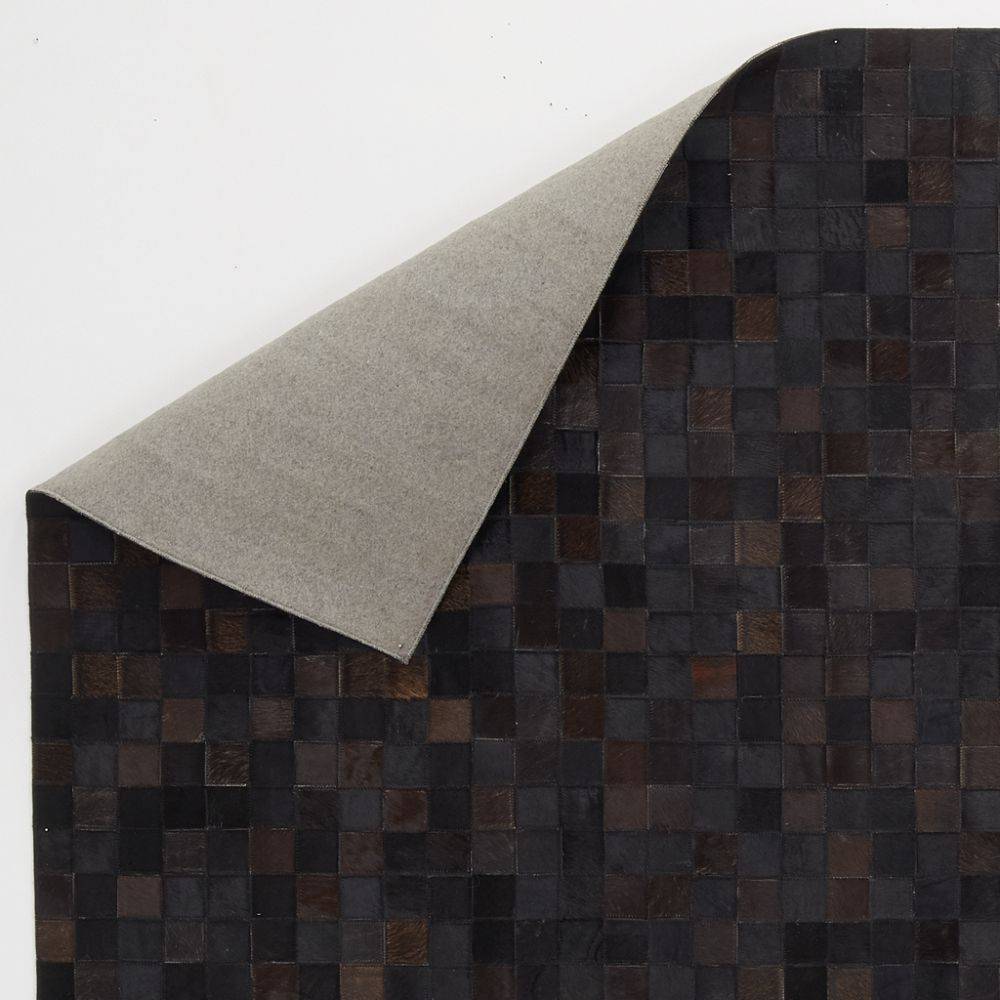 Aubry Gaspard - Tapis en peau de vache véritable Mosaïque noire - Imagen 4
