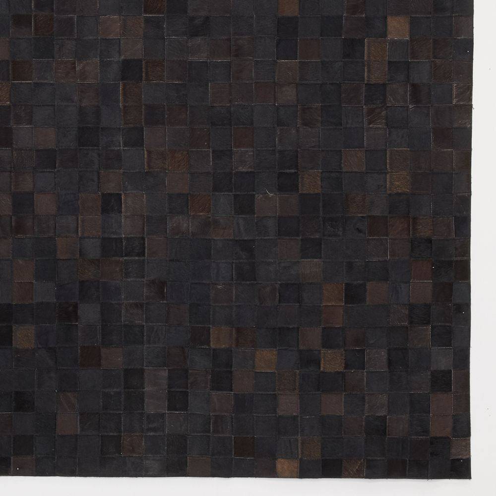 Aubry Gaspard - Tapis en peau de vache véritable Mosaïque noire - Imagen 3