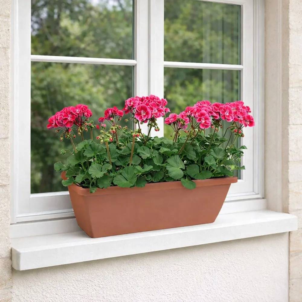 Elho - Lot de 4 Balconnières Elho® 70x16cm en plastique effet terre cuite - Image 1