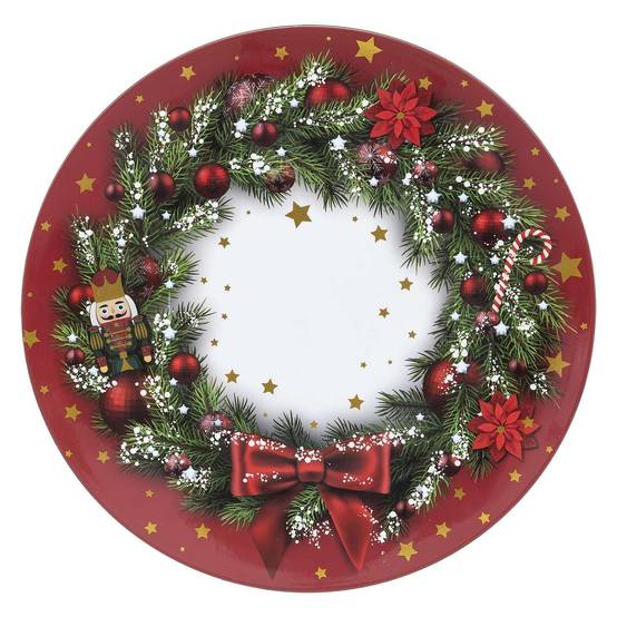 Lot de 12 dessous d'assiette Couronne de Noël D. 33 cm - Rouge - Atmosphera - Image 1