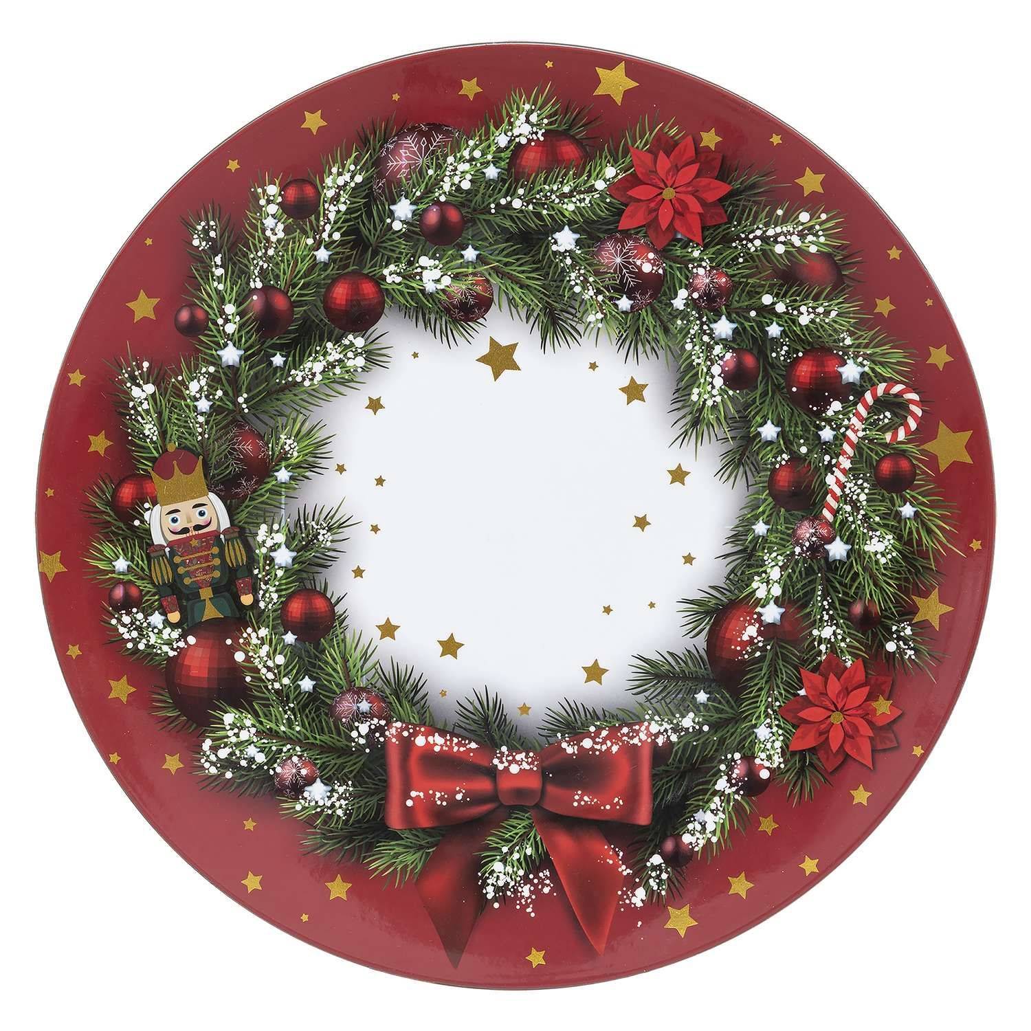 Lot de 12 dessous d'assiette Couronne de Noël D. 33 cm - Rouge - Atmosphera - Image 1