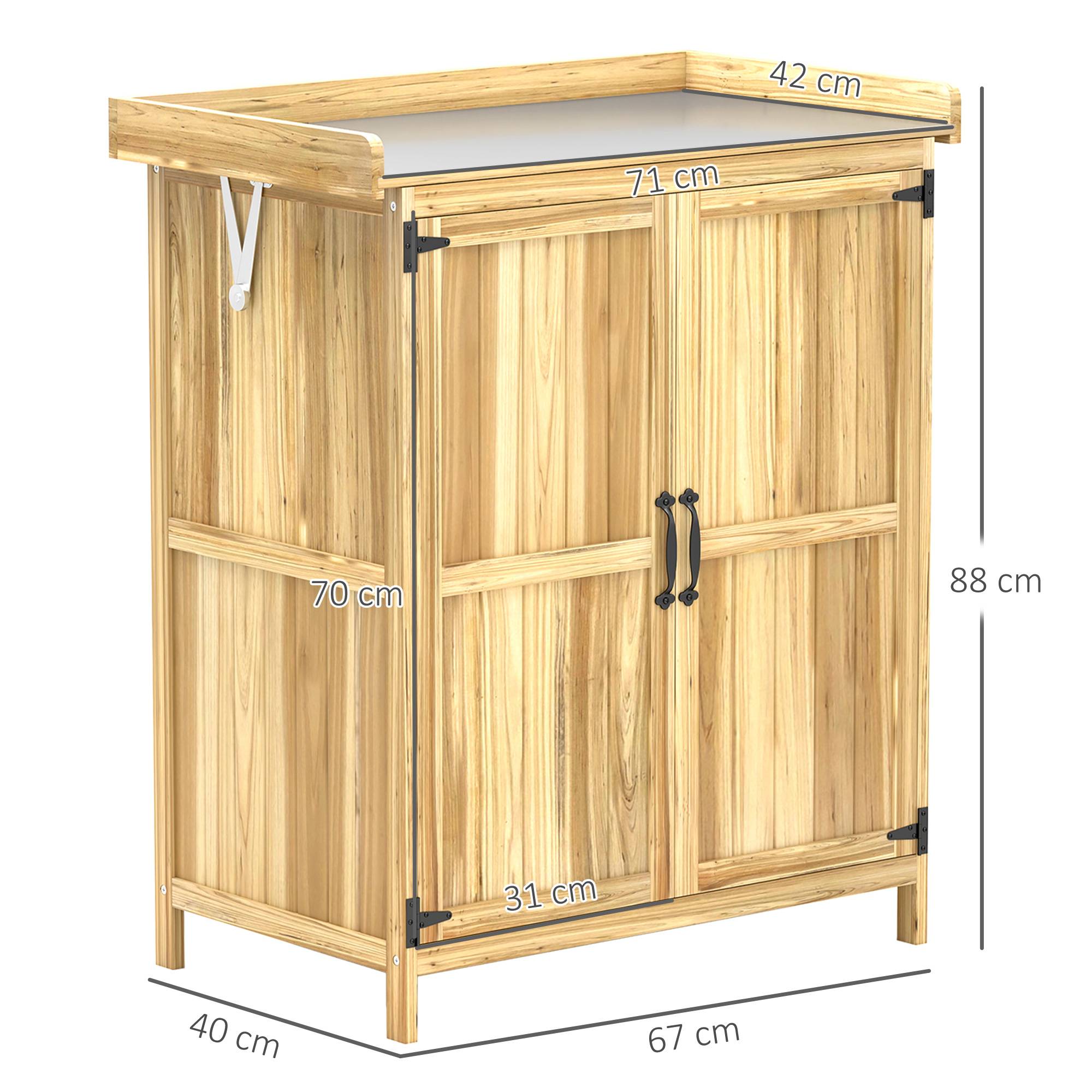 Armoire outils extérieure, plan de travail, bois et inox, double porte, bois naturel - Image 5