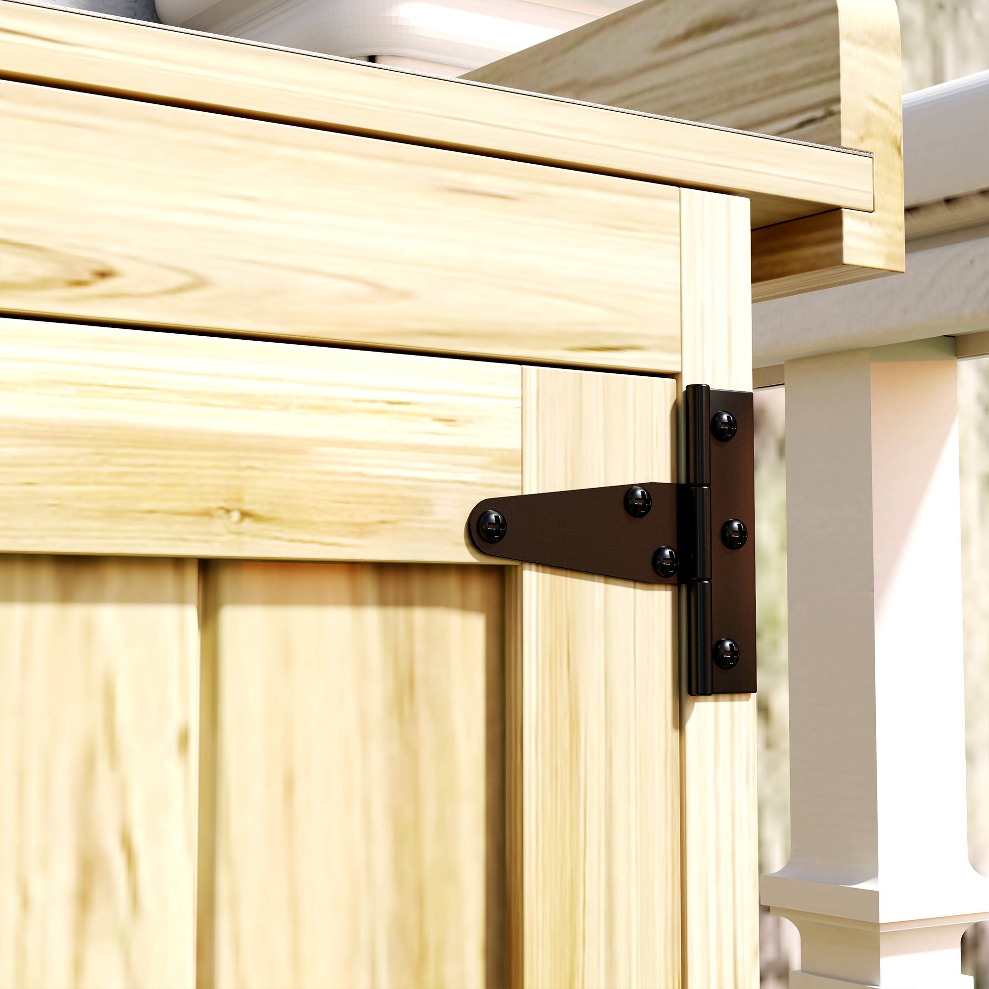 Armoire outils extérieure, plan de travail, bois et inox, double porte, bois naturel - Image 10