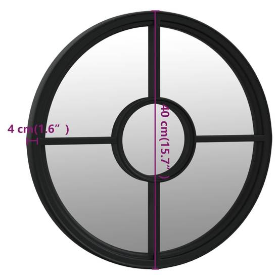 Maison Chic - Miroir de jardin - Miroir d'extérieur - miroir de maquillage Noir 40x4 cm Fer Rond utilisation extérieure - Image 6