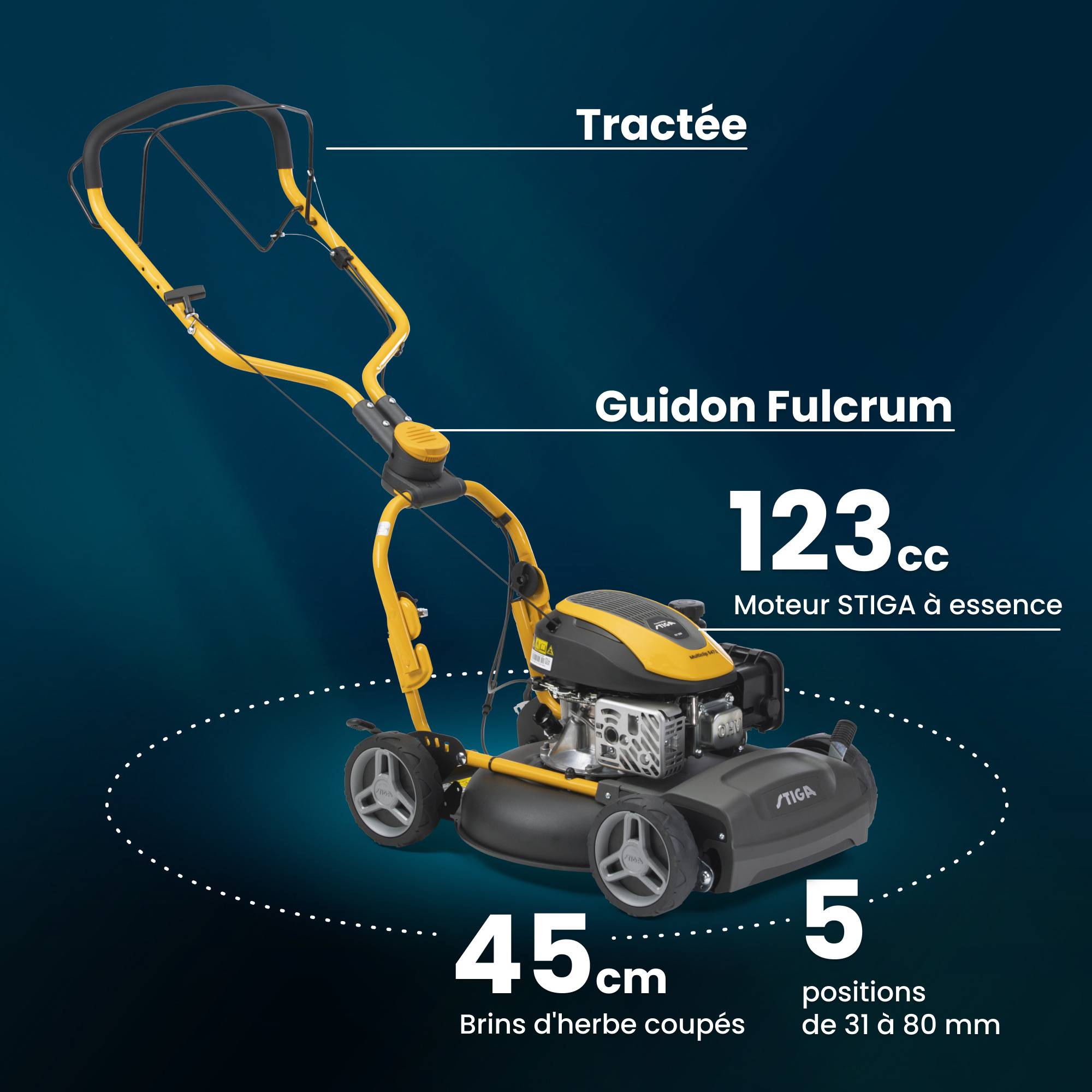 Stiga - Tondeuse MULTICLIP 547 S, 123cc, largeur 45 cm, mulching - STIGA - Image 7