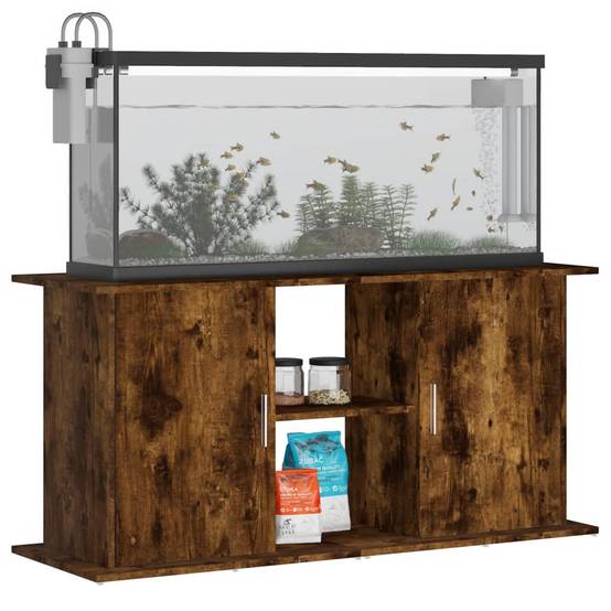 Grand Meuble Aquarium Bois d'ingénierie avec Rangement Chêne Fumé 121 cm - ComfortXL Outdoor Living - Image 3