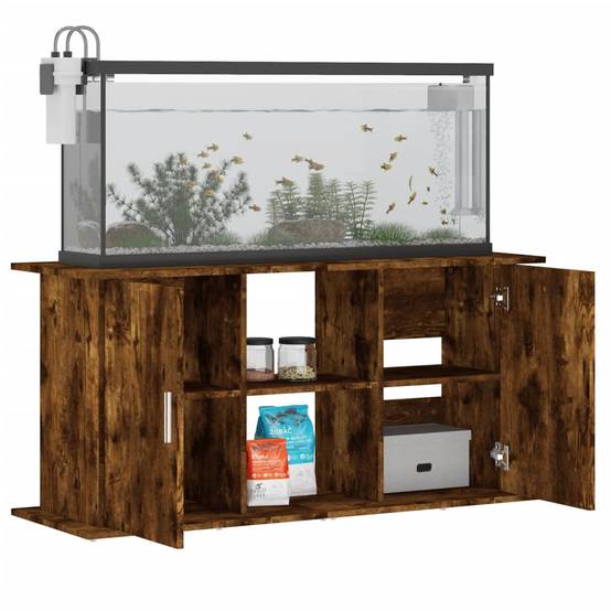 Grand Meuble Aquarium Bois d'ingénierie avec Rangement Chêne Fumé 121 cm - ComfortXL Outdoor Living - Image 4