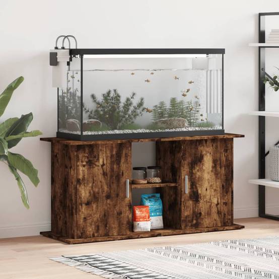 Grand Meuble Aquarium Bois d'ingénierie avec Rangement Chêne Fumé 121 cm - ComfortXL Outdoor Living - Image 1