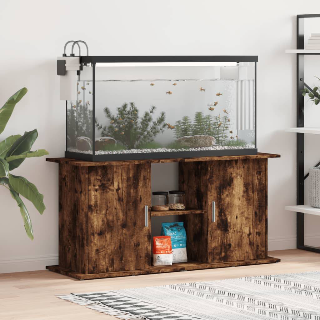Grand Meuble Aquarium Bois d'ingénierie avec Rangement Chêne Fumé 121 cm - ComfortXL Outdoor Living - Image 1