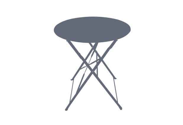 Châlet-Jardin - Table ronde d'extérieur pliante Bistro en acier - Gris Chalet & Jardin