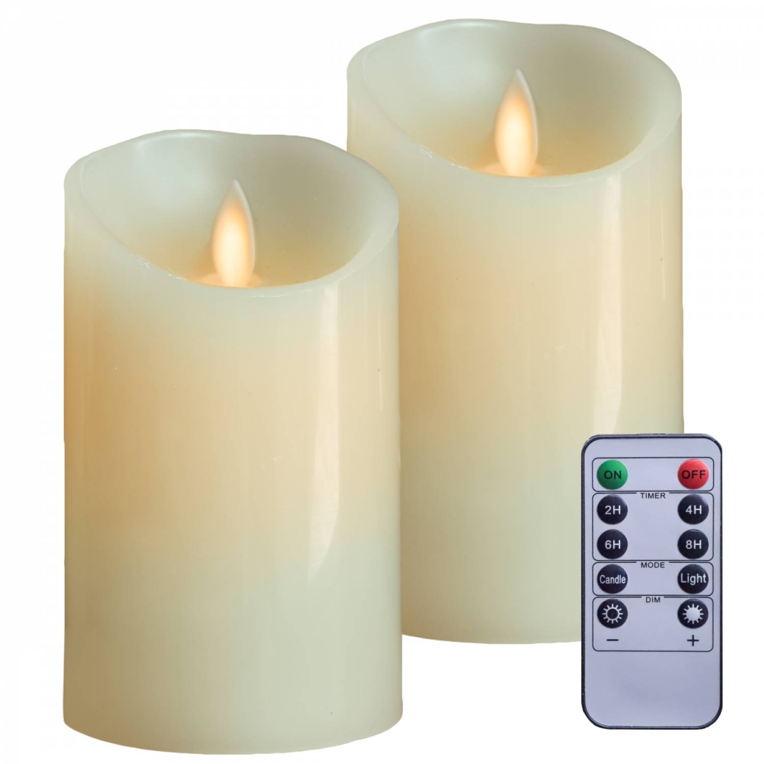 Lot de 2 bougies à LED 12.5 cm en cire avec télécommande, flamme vacillante - Vivezen - Imagen 1
