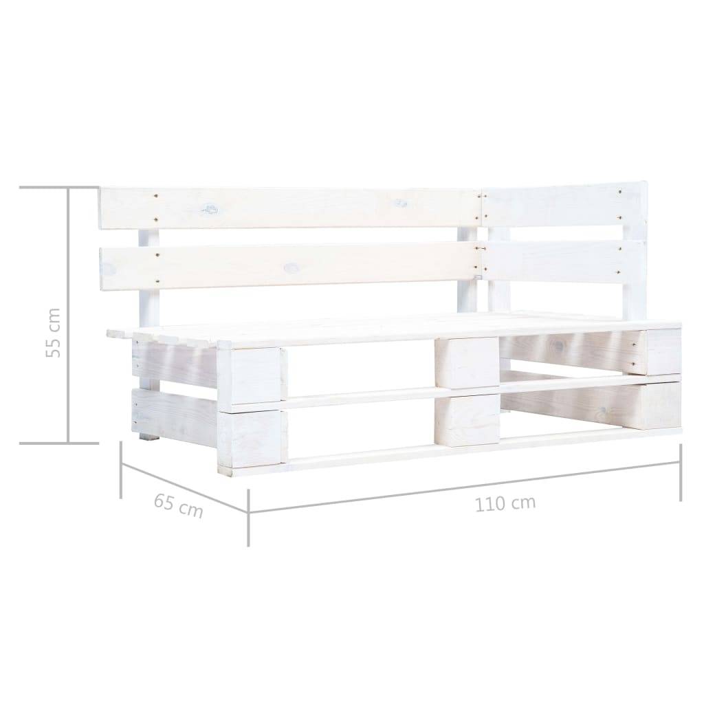 Vidaxl - Salon de jardin palette 4 pcs et coussins Pin imprégné de blanc vidaXL 3066787 - Image 3