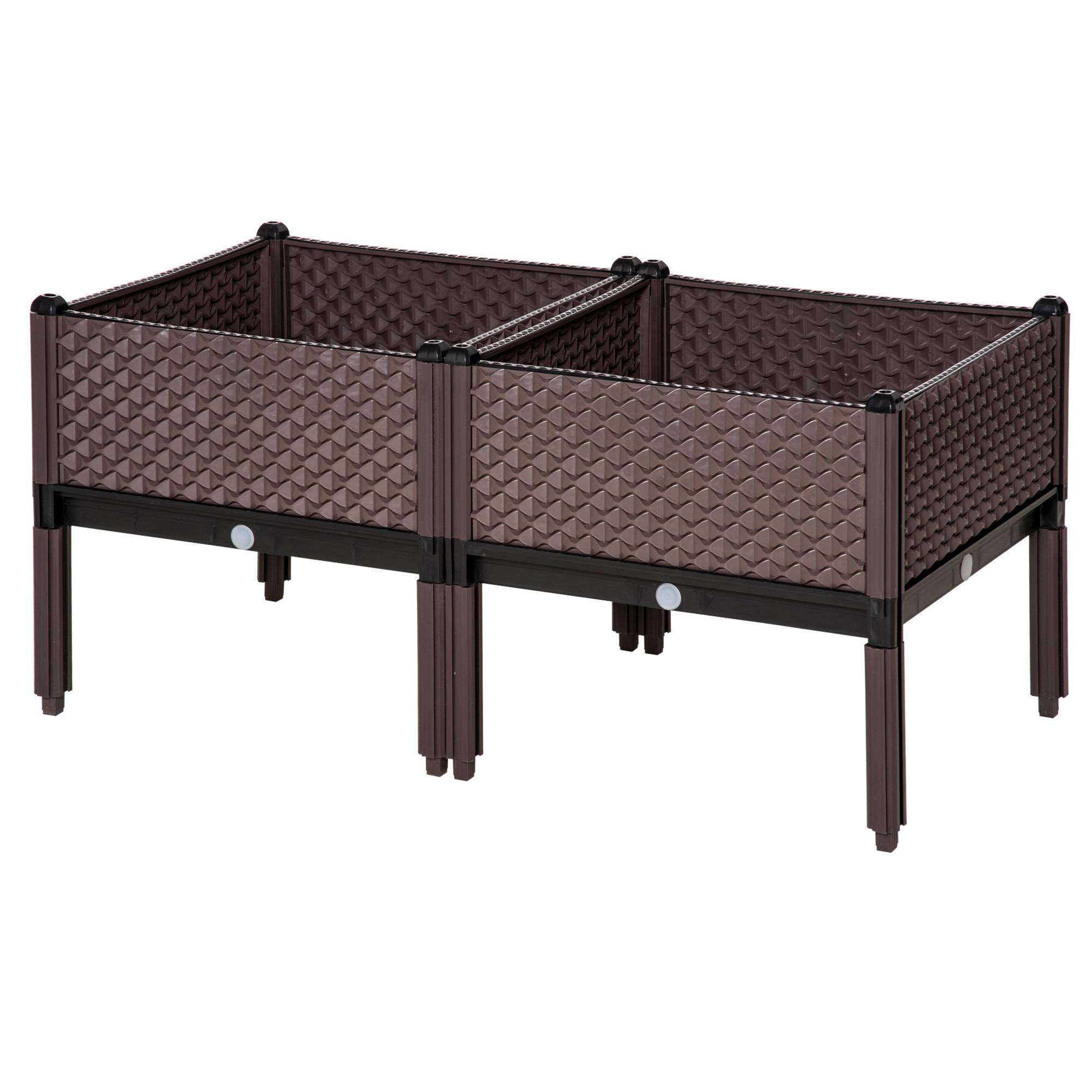 Ensemble de 2 jardinières d'extérieur carrées surélevées, combinaison libre, 50 x 50 x 46,5 cm, marron - Image 2