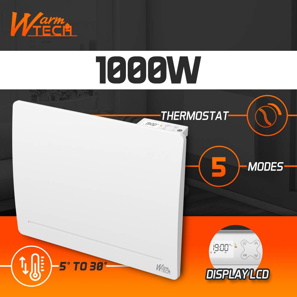 Radiateur inertie fonte 1000 W - IP24 - NF - Fil pilote 6 ordres. - Image 2