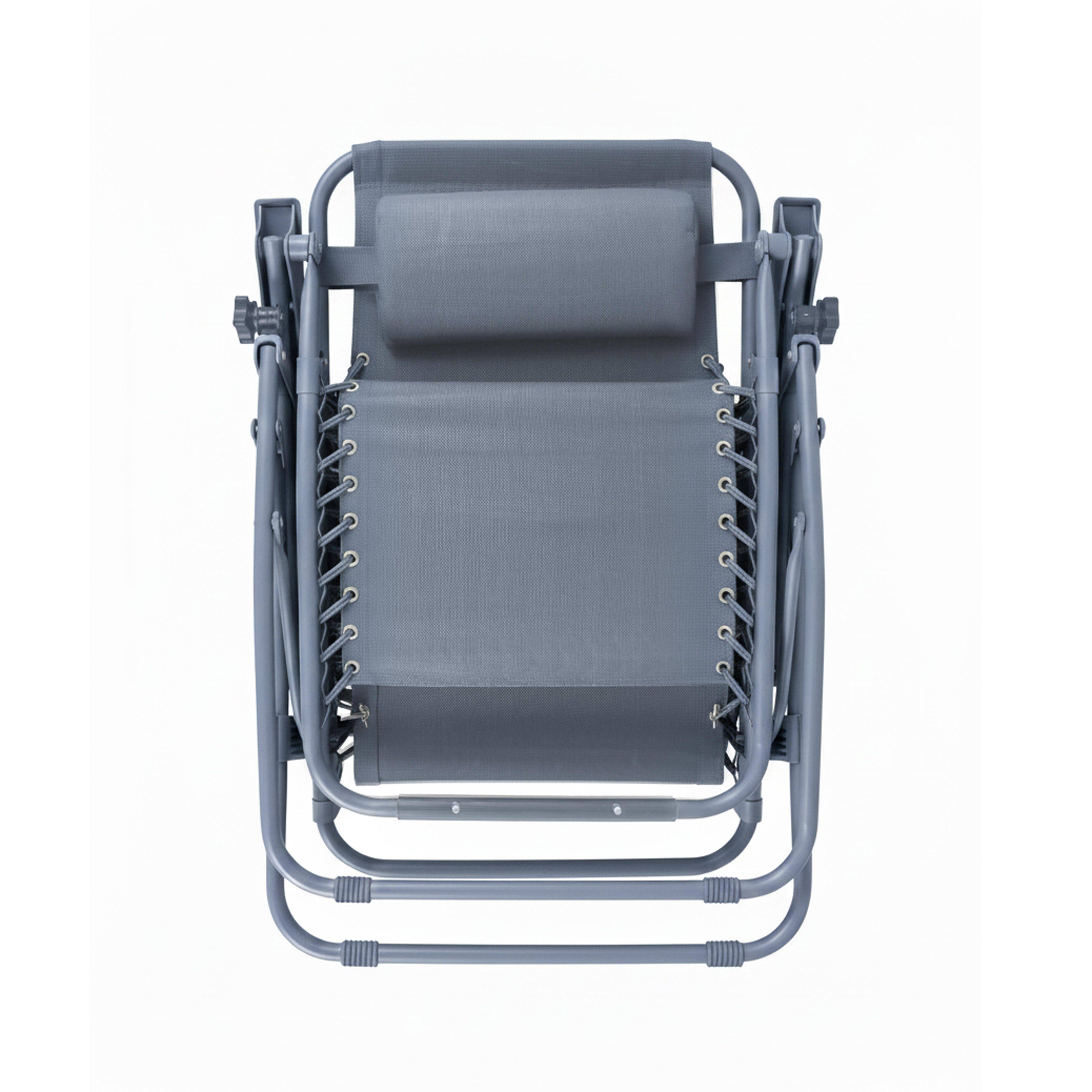Oviala - Fauteuil relax de jardin en acier et textilène inclinable bleu foncé Monaco - Oviala - Image 4