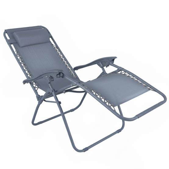Oviala - Fauteuil relax de jardin en acier et textilène inclinable bleu foncé Monaco - Oviala - Image 3