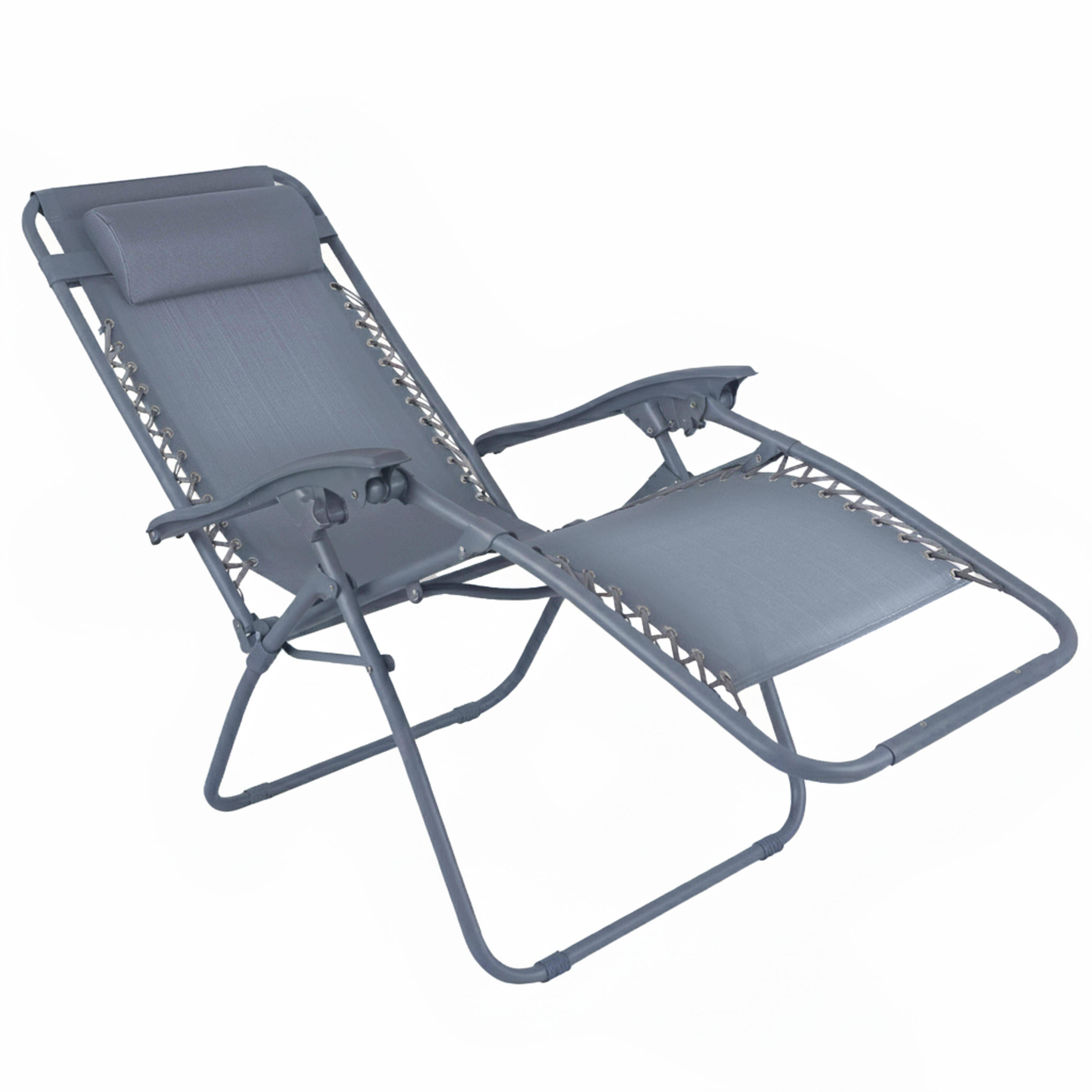 Oviala - Fauteuil relax de jardin en acier et textilène inclinable bleu foncé Monaco - Oviala - Image 3