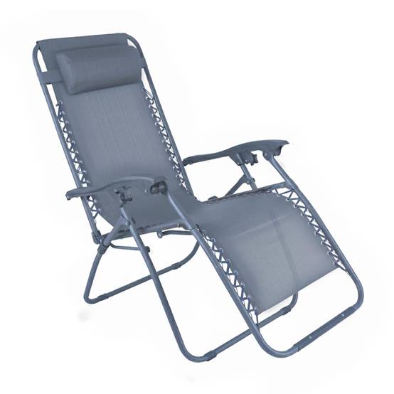 Oviala - Fauteuil relax de jardin en acier et textilène inclinable bleu foncé Monaco - Oviala - Image 1