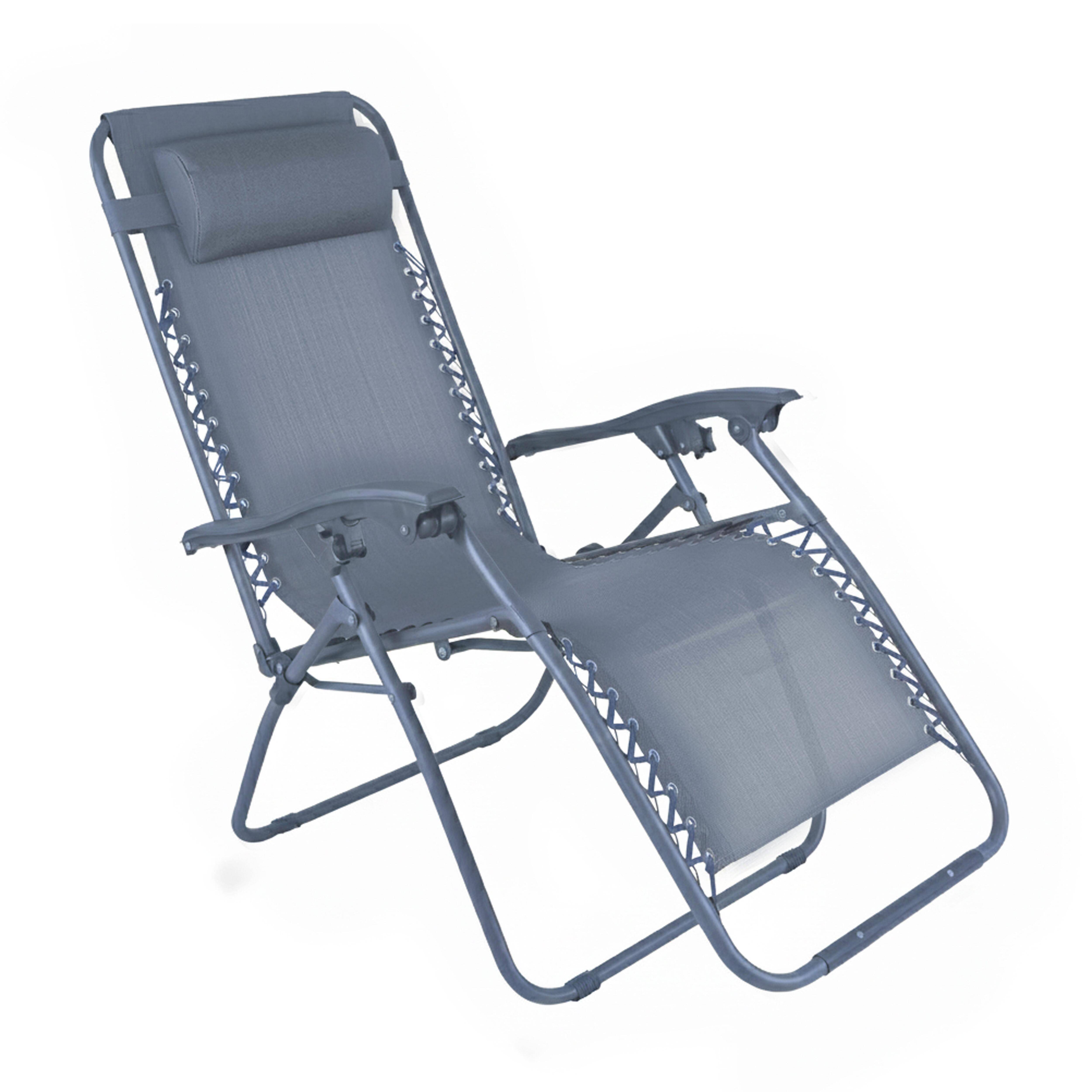 Oviala - Fauteuil relax de jardin en acier et textilène inclinable bleu foncé Monaco - Oviala - Image 1