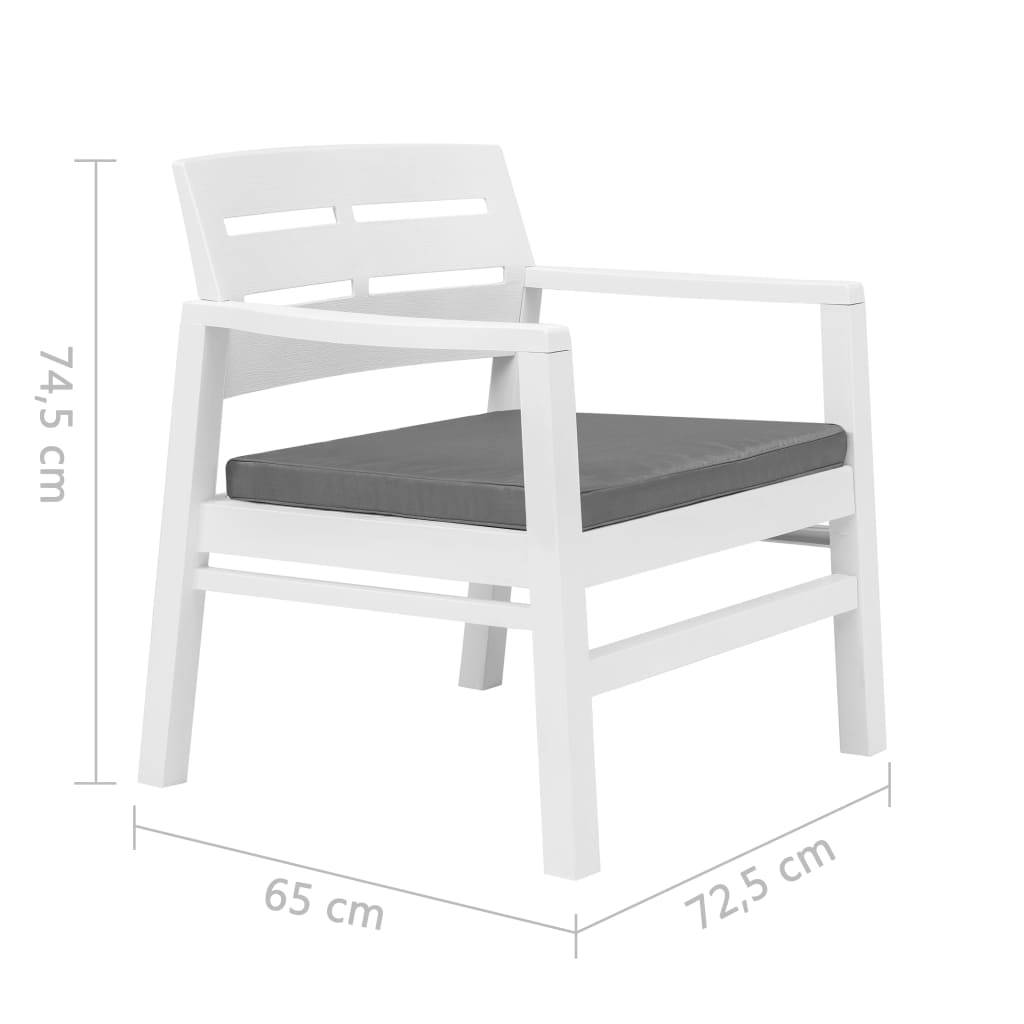 ComfortXL - Salon de Jardin 3 Pièces Plastique Résistant avec Coussins d'Assise pour Balcon et Terrasse Blanc – ComfortXL Outdoor Living - Image 4
