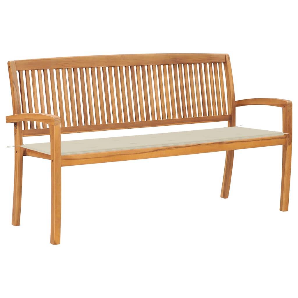 PANGIVO - Banc de jardin bois de teck crème 159 x 57.5 x 90 cm - PANGIVO - Image 1