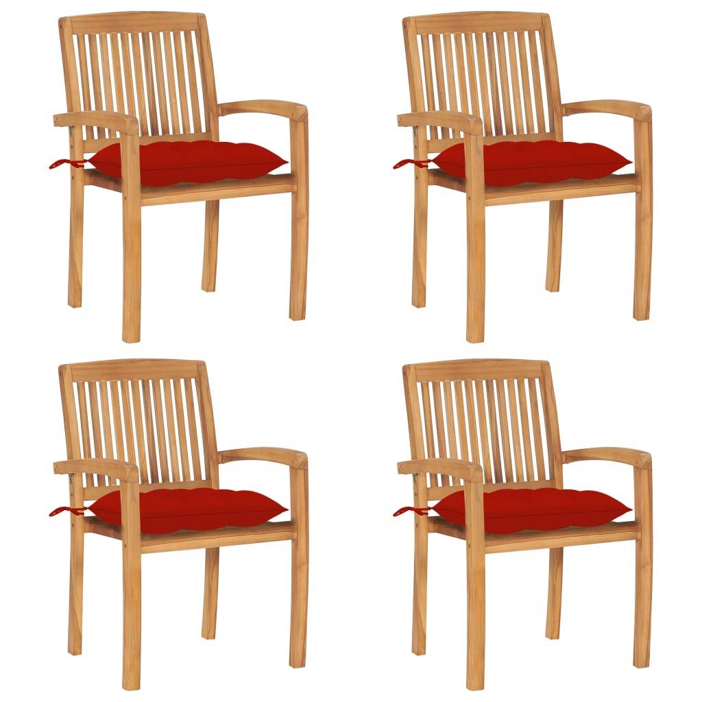 Chaises de jardin empilables teck rouge 60 x 57.5 x 90 cm - PANGIVO