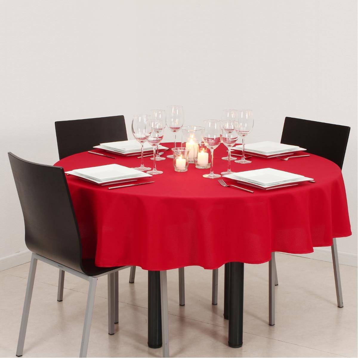 Nappe ronde anti-tache Rouge D 180 cm - Imagen 4