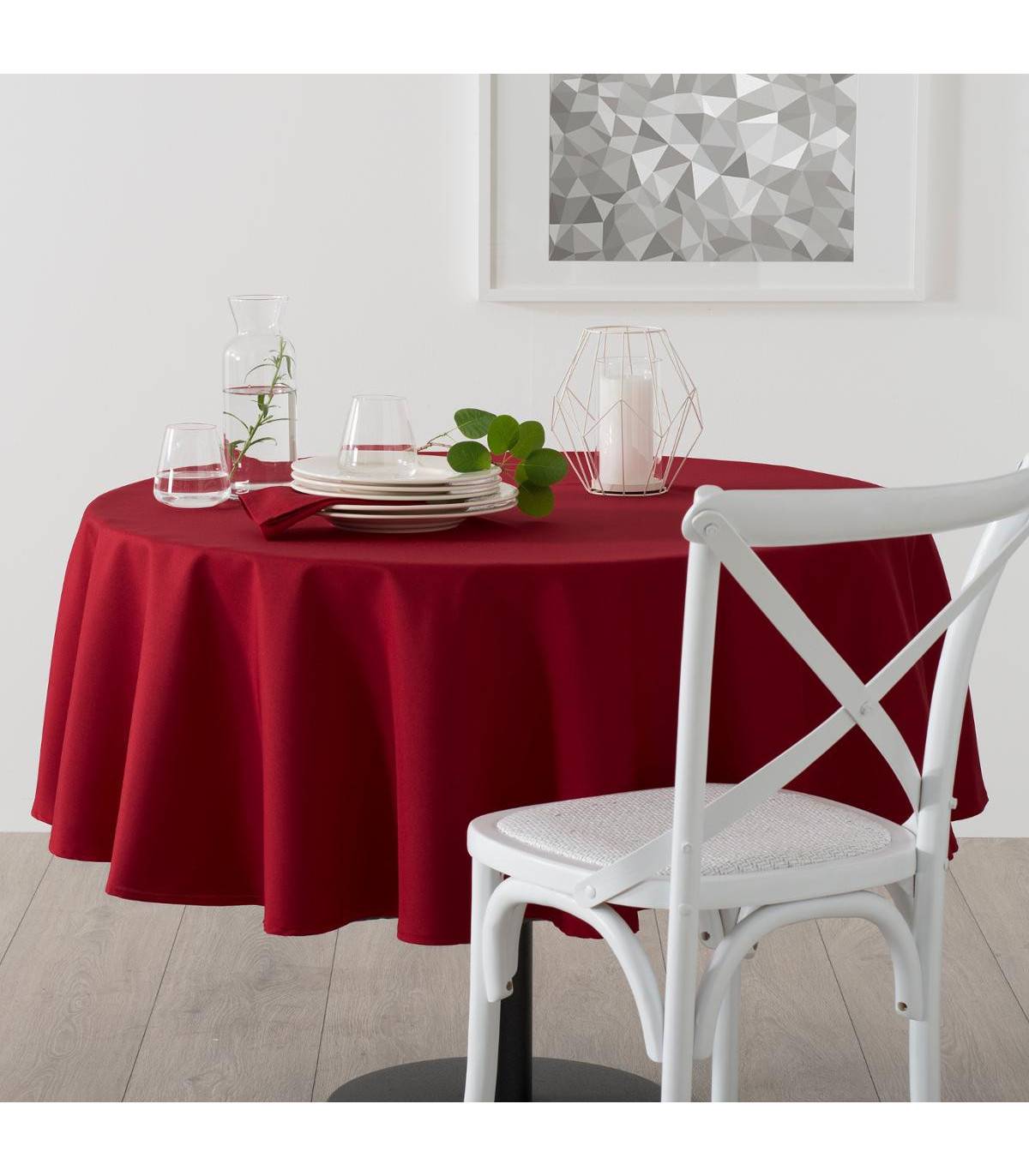Nappe ronde anti-tache Rouge D 180 cm - Imagen 3