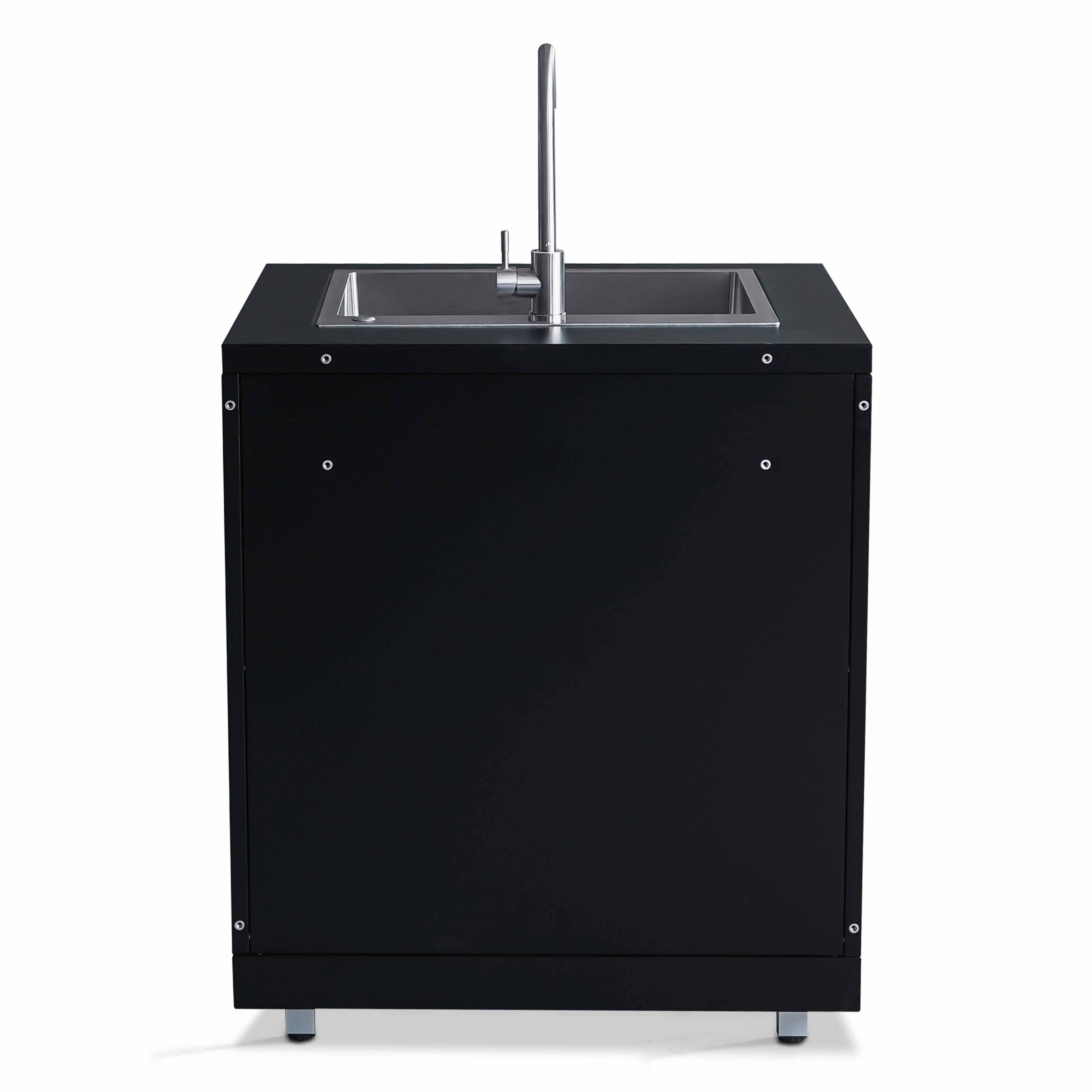 Oviala - Meuble évier 2 portes pour cuisine extérieure noir Memphis - Oviala - Imagen 4