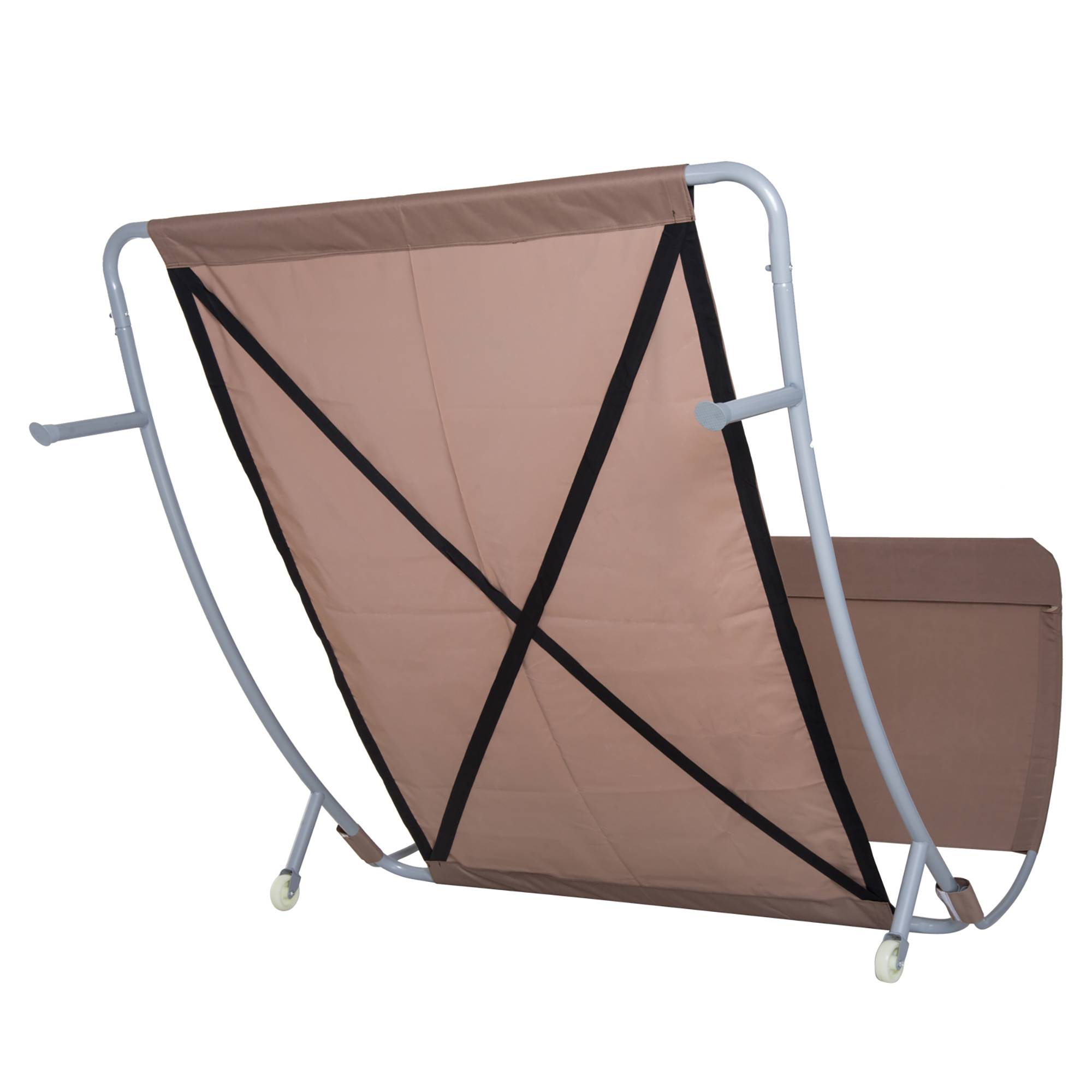 Outsunny - Bain de soleil 2 places lit de jardin design contemporain toit réglable 2 roulettes 2 oreillers acier époxy polyester marron - Outsunny - Imagen 9