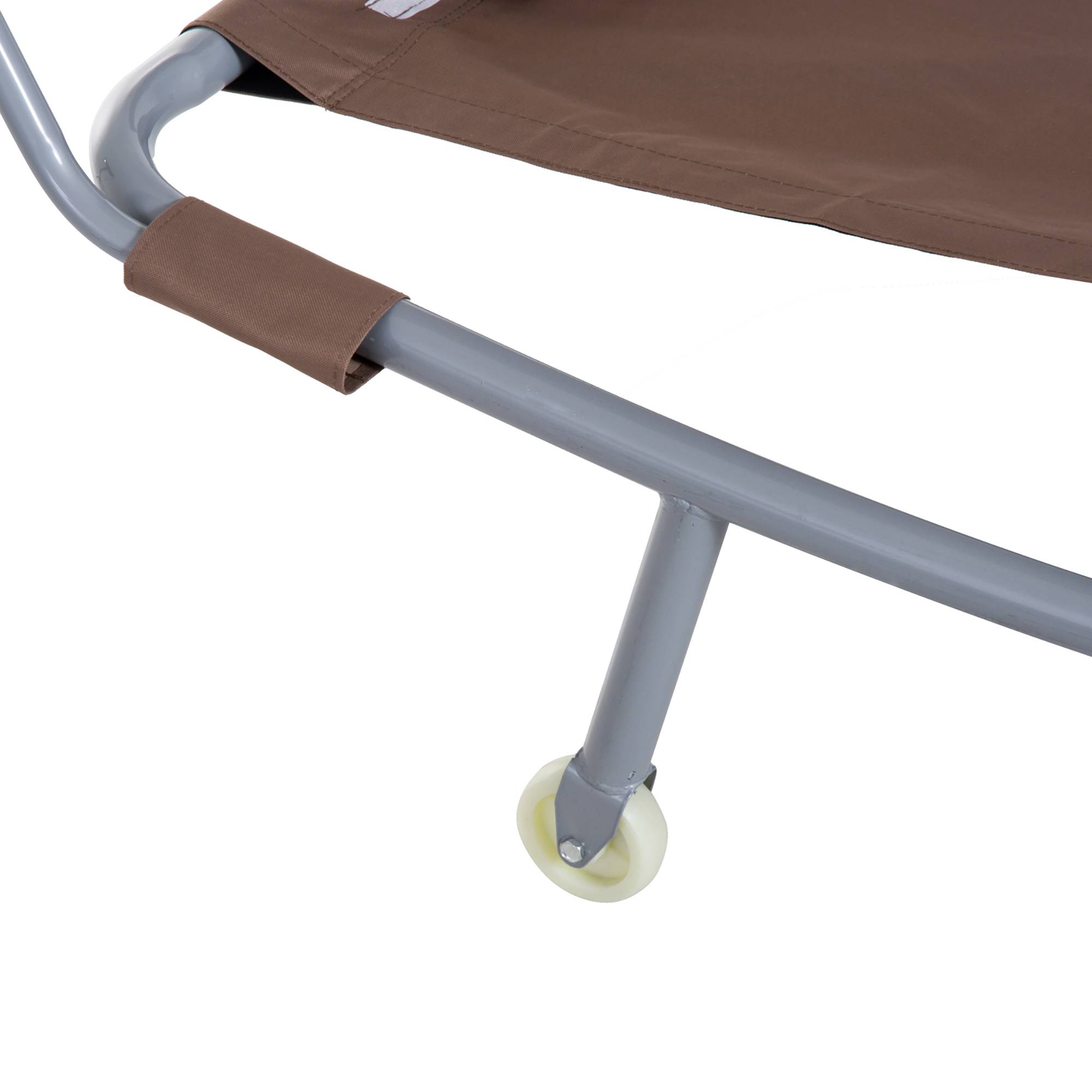 Outsunny - Bain de soleil 2 places lit de jardin design contemporain toit réglable 2 roulettes 2 oreillers acier époxy polyester marron - Outsunny - Imagen 8