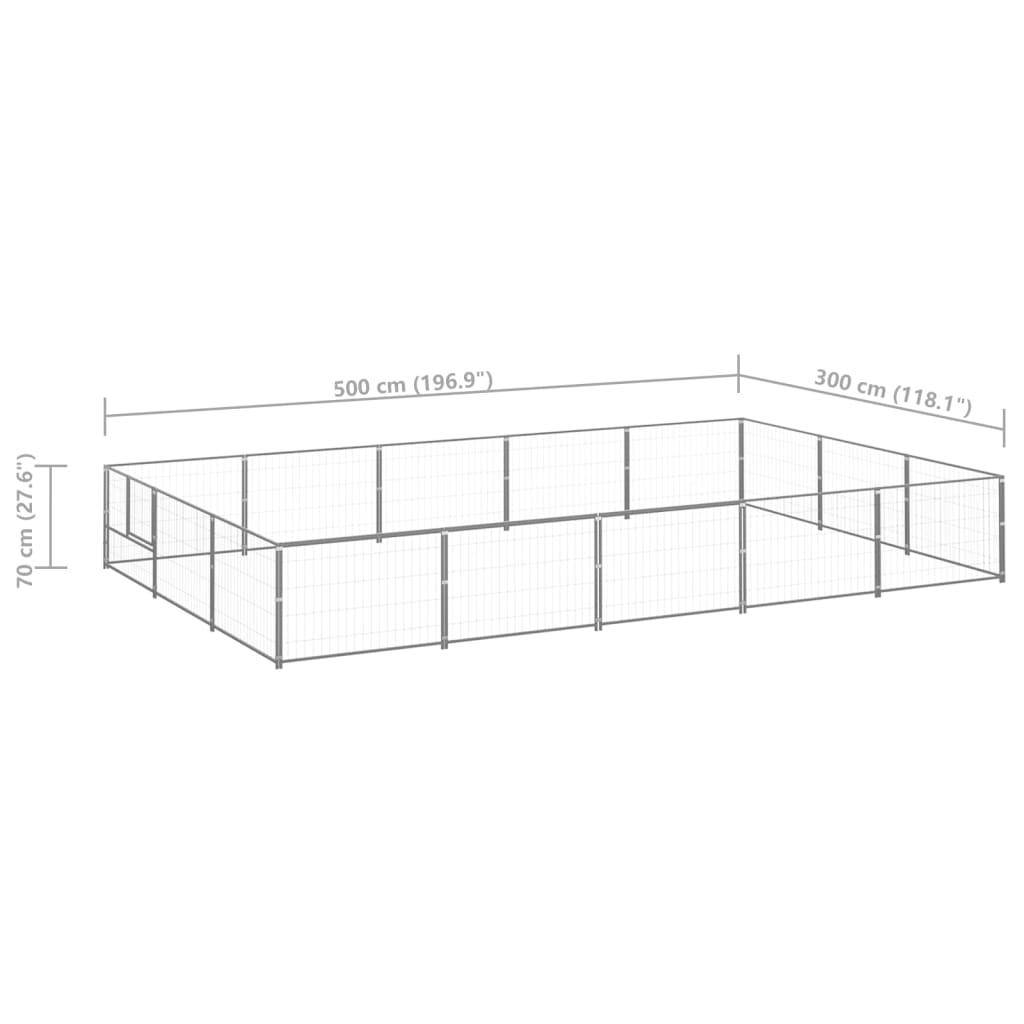 Helloshop26 - Chenil extérieur cage enclos parc animaux chien argenté 15 m² acier - Imagen 2