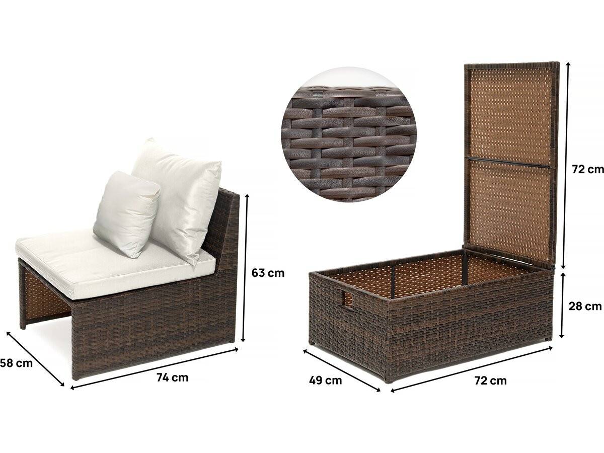 Lot De 2 Fauteuils De Jardin Avec Repose Pieds Et Coffre "farel"- Beige/marron -habitat Et Jardin - Imagen 3