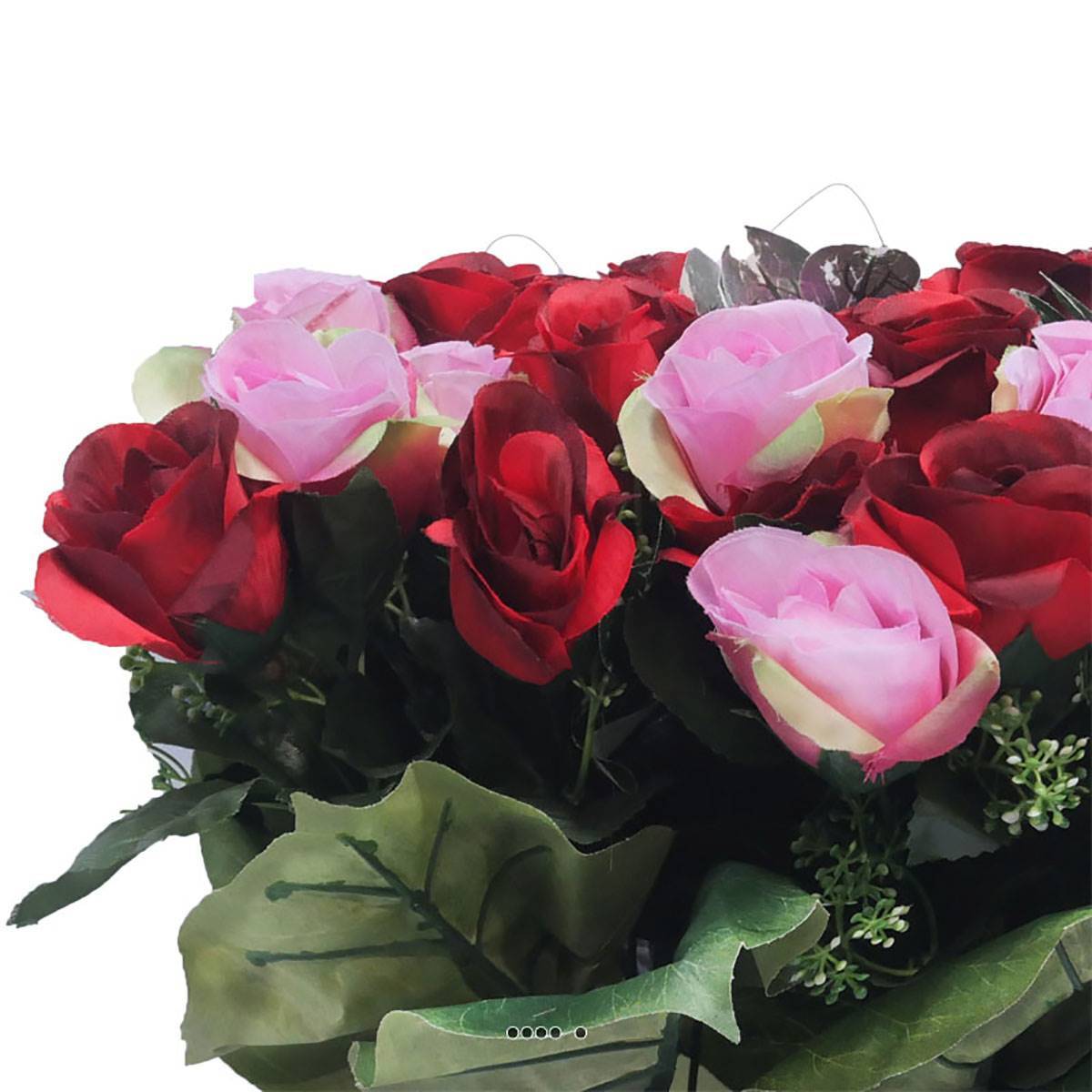 Jardinière funéraire fleurs artificielles cimetière boutons de roses Rouge - couleur: Rouge - Image 3