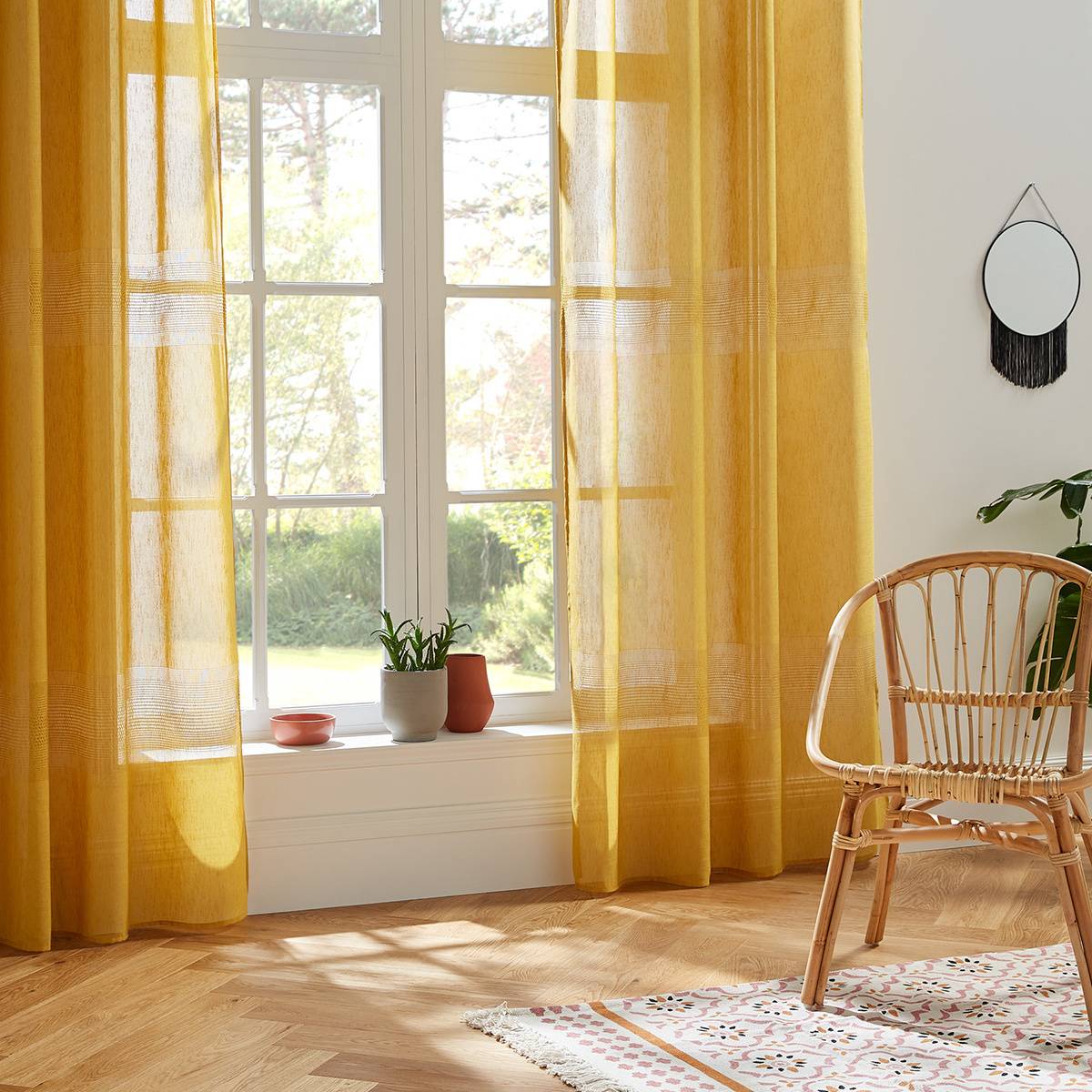 Atmosphera - Voilage jaune moutarde 140x240cm - Atmosphera Créateur d'intérieur - Image 1