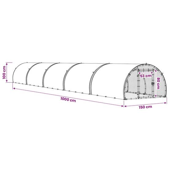 Vidaxl - Poulailler Argenté 1000 x 150 x 100 cm Acier galvanisé vidaXL 3434674 - Image 3