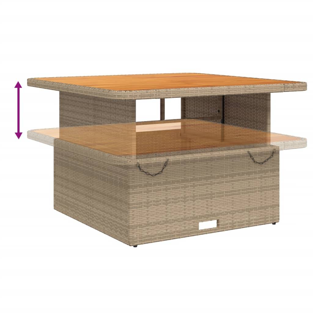 ComfortXL - Table Carrée Relevable 110cm en Polyrotin Beige et Bois, Parfaite pour Salon de Jardin – ComfortXL Outdoor Living - Image 4