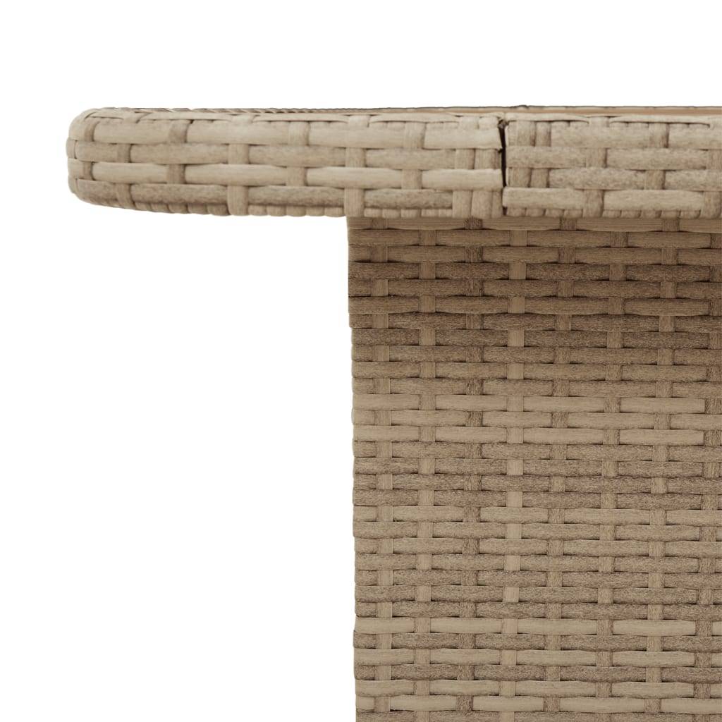 ComfortXL - Table Carrée Relevable 110cm en Polyrotin Beige et Bois, Parfaite pour Salon de Jardin – ComfortXL Outdoor Living - Image 8
