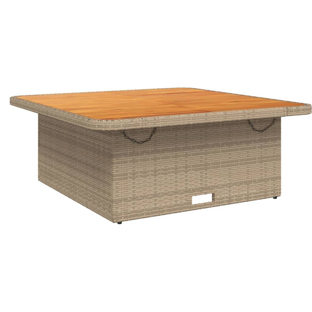ComfortXL - Table Carrée Relevable 110cm en Polyrotin Beige et Bois, Parfaite pour Salon de Jardin – ComfortXL Outdoor Living - Image 2