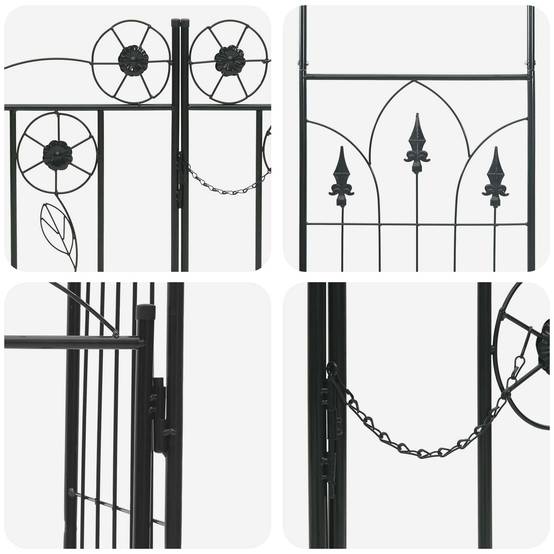 Arche de jardin Métal Noir avec Portillon et Verrou pour Plantes Grimpantes 102cm - ComfortXL Outdoor Living - Image 9