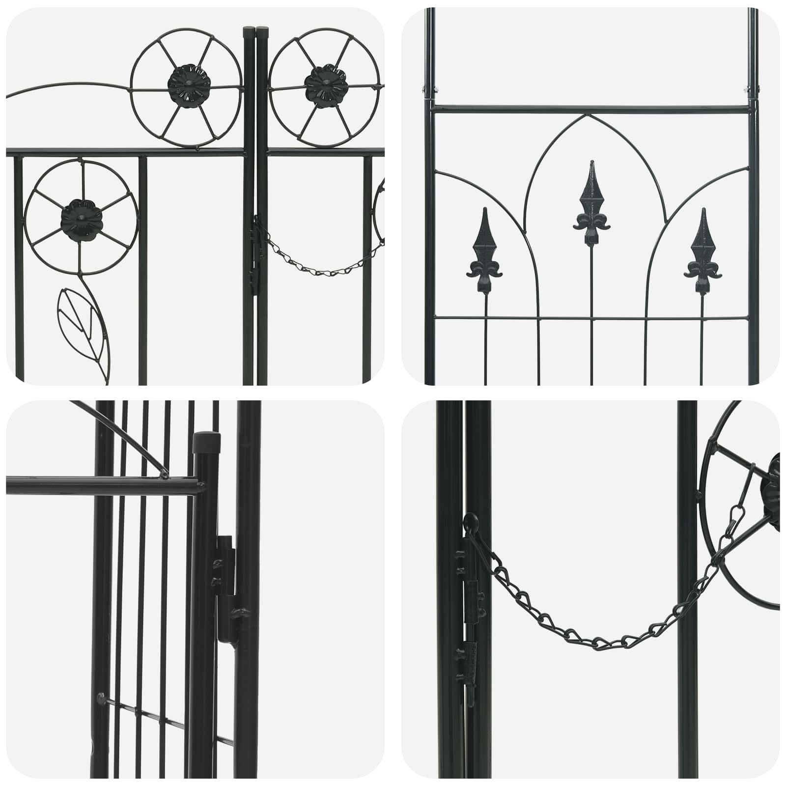 Arche de jardin Métal Noir avec Portillon et Verrou pour Plantes Grimpantes 102cm - ComfortXL Outdoor Living - Image 9