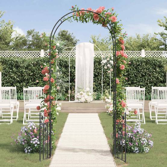 Arche de jardin Métal Noir avec Portillon et Verrou pour Plantes Grimpantes 102cm - ComfortXL Outdoor Living - Image 4