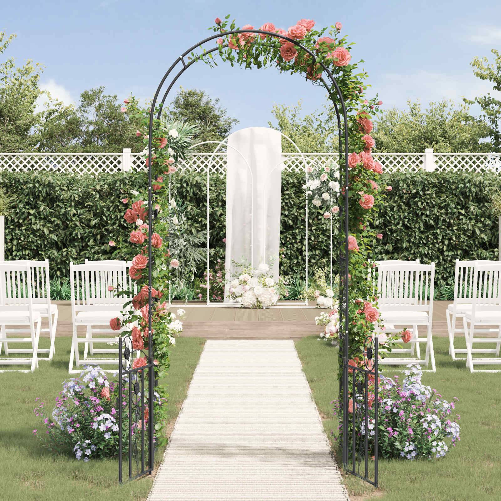 Arche de jardin Métal Noir avec Portillon et Verrou pour Plantes Grimpantes 102cm - ComfortXL Outdoor Living - Image 4