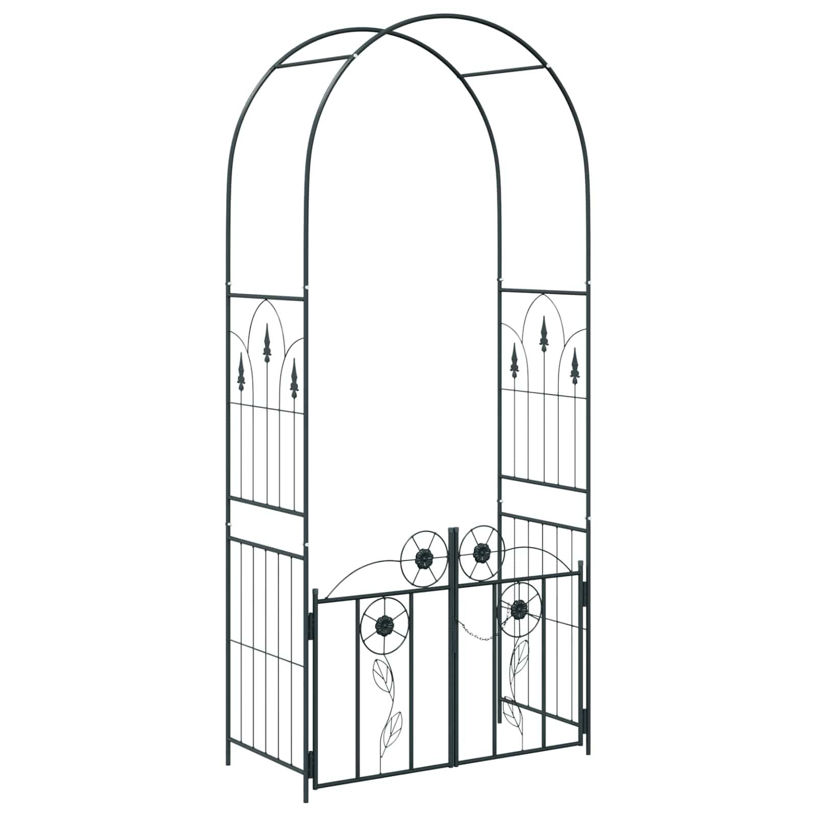 Arche de jardin Métal Noir avec Portillon et Verrou pour Plantes Grimpantes 102cm - ComfortXL Outdoor Living - Image 2