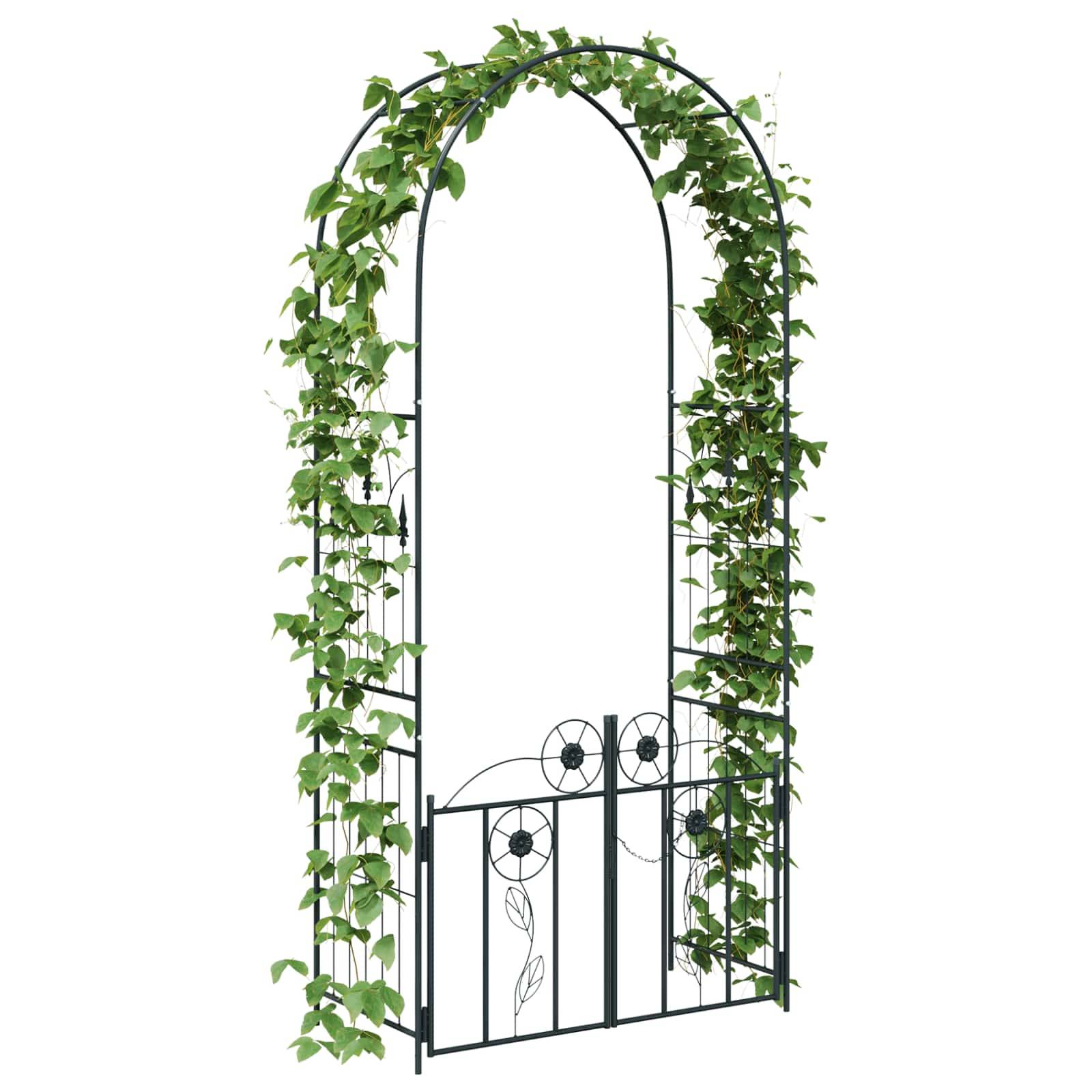 Arche de jardin Métal Noir avec Portillon et Verrou pour Plantes Grimpantes 102cm - ComfortXL Outdoor Living - Image 3