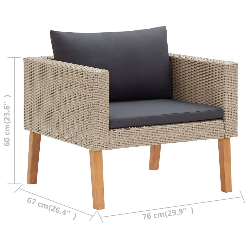 Vidaxl - Salon de jardin 3 pcs avec coussins Résine tressée Beige vidaXL 310217 - Imagen 3
